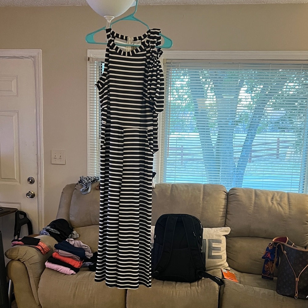 ePretty Black and White Striped Jumpsuit